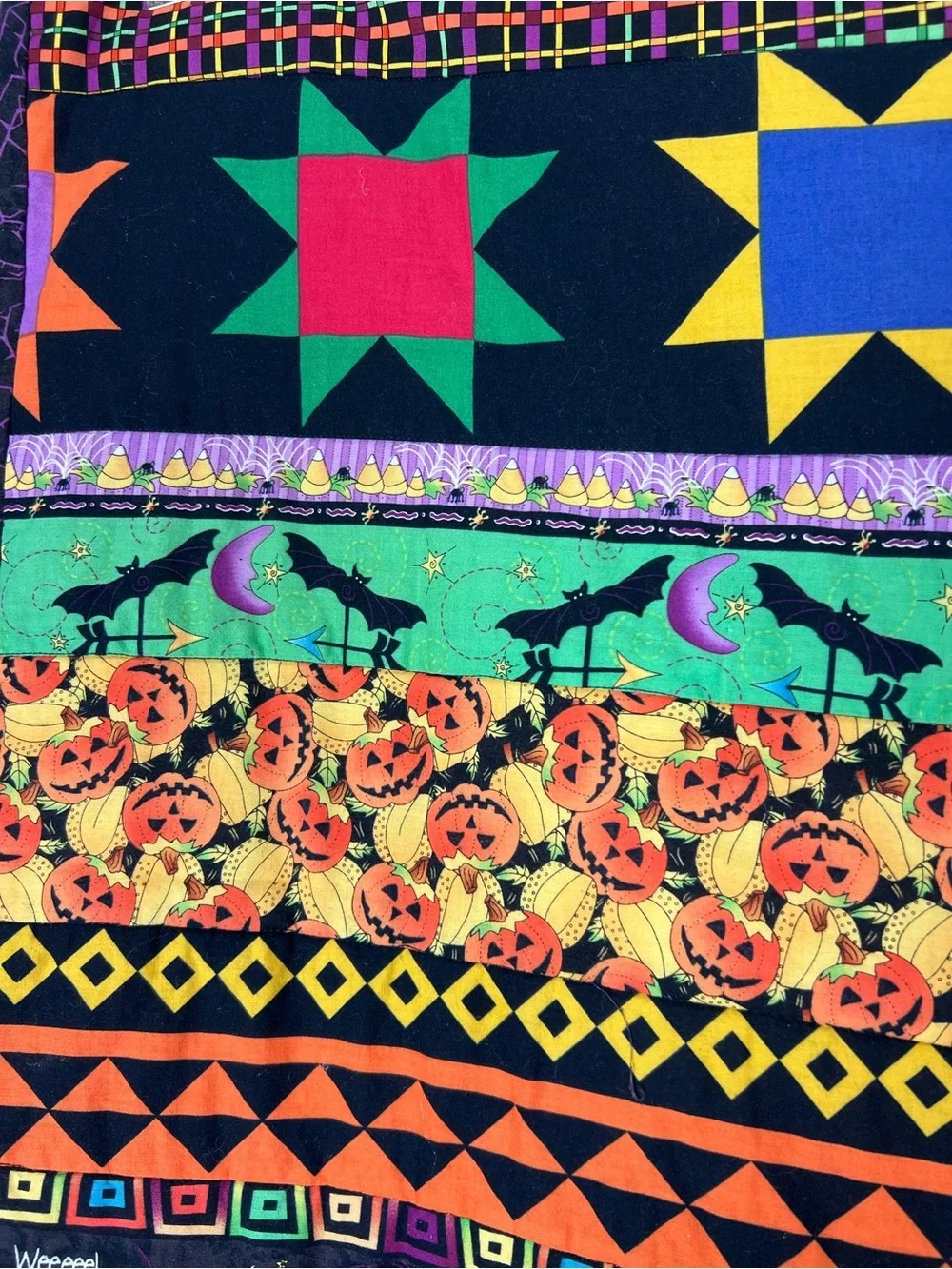 Halloween Quilt handmade 40”X50” wall hanging, lap quilt